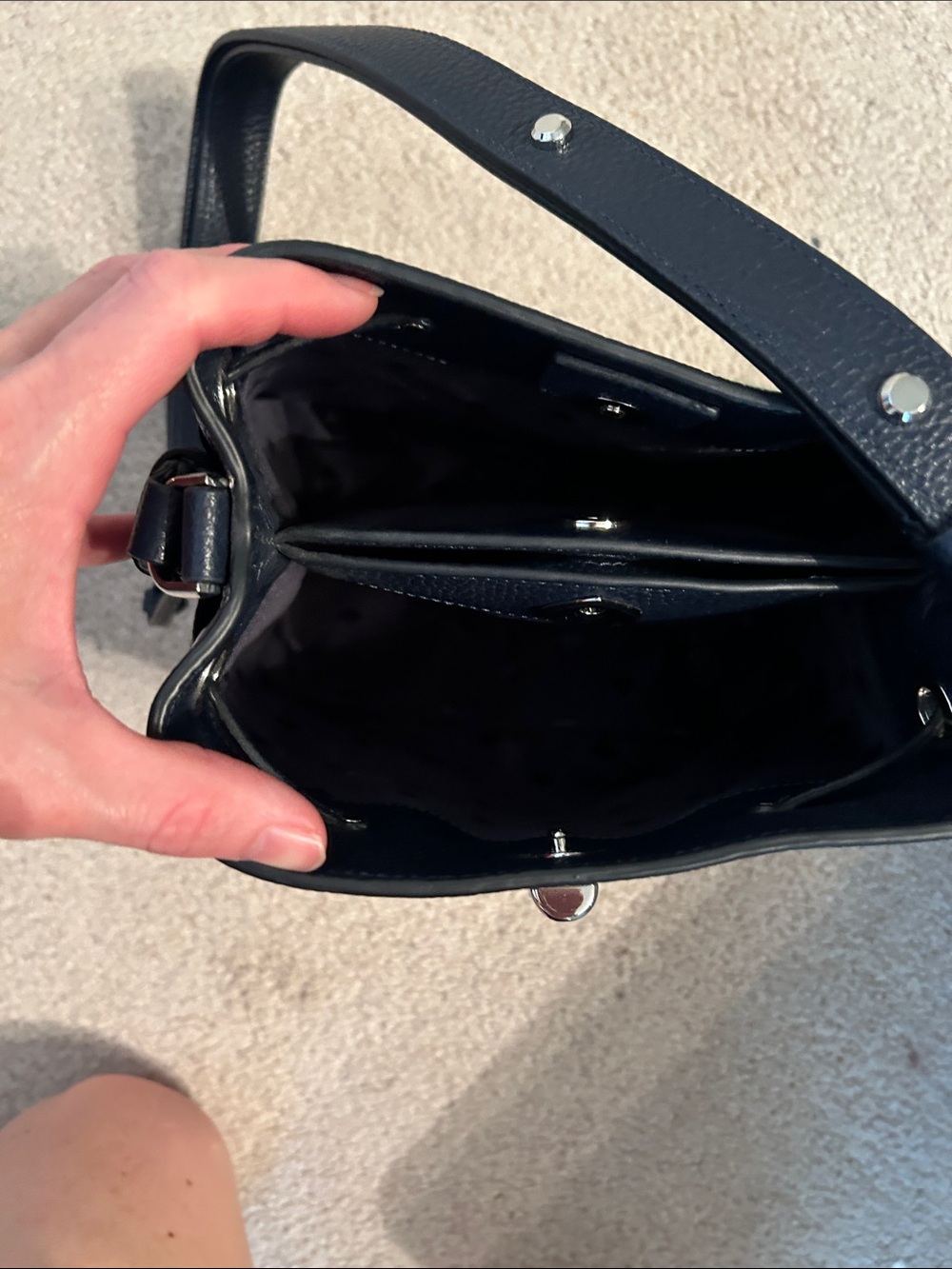 kate spade Navy, Green & White Striped Leather Shoulder Bag - Picture 5 of 8